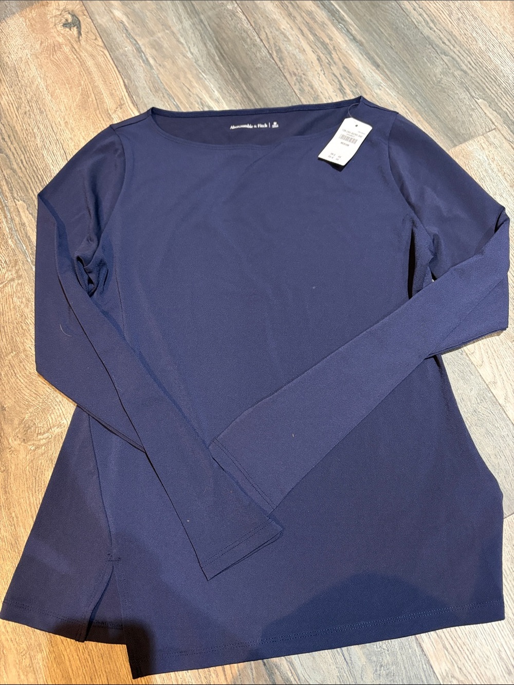 Abercrombie & Fitch Women's Long-Sleeve Navy Crew Top